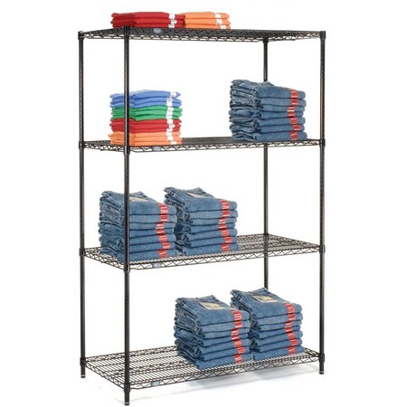 Nexel 5 Tier Black Epoxy Wire Shelving Starter Unit, 48W x 24D x 63H 24486B5